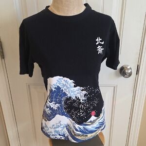 Black Great Wave Print Graphic T-Shirt